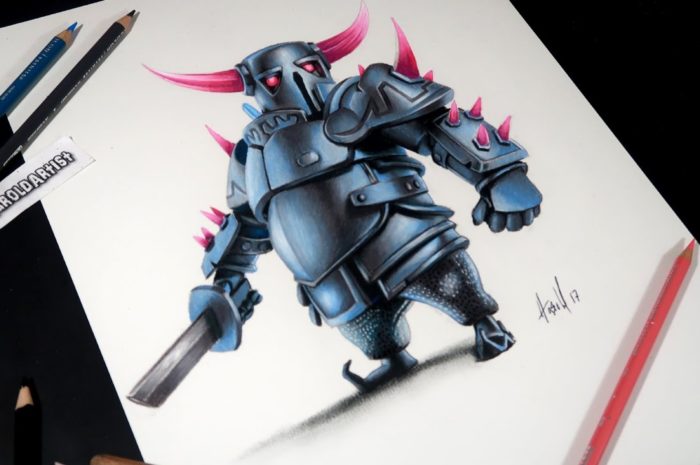 Como dibujo al PEKKA de Clash Royale y Clash of clans | How to draw Pekka