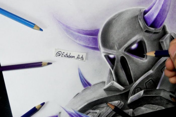 Como dibujar al GRAN PEKKA de  CLash Royale y Clash Of CLans (GRAFITO – COLORES) Esteban Art’s