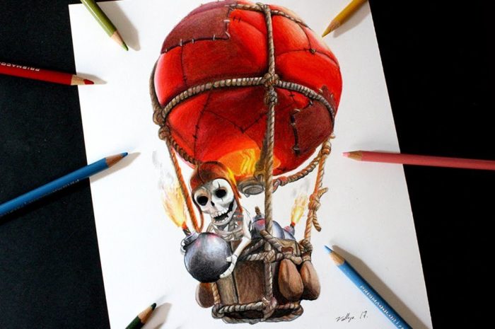 Como dibujo al Globo Bombástico de Clash Royale y Clash of Clans | How to draw Balloon