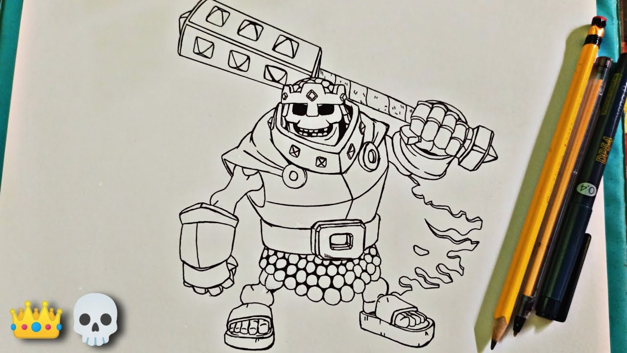 COMO DIBUJAR AL REY ESQUELETO de Clash Royale